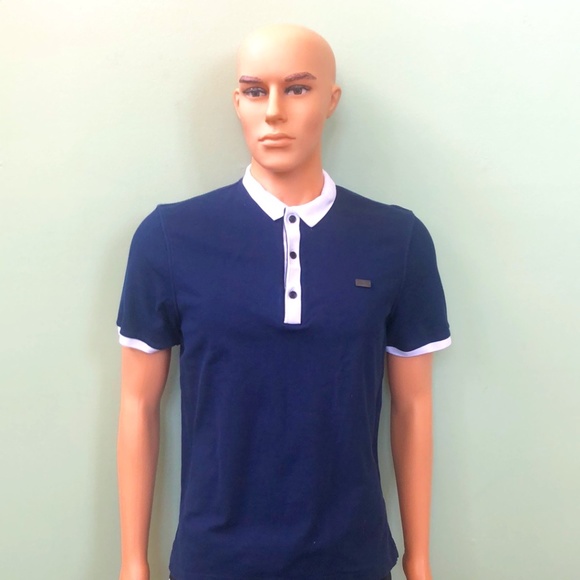 Burberry Men Navy Shirt Sz L Authentic COA - Picture 1 of 8